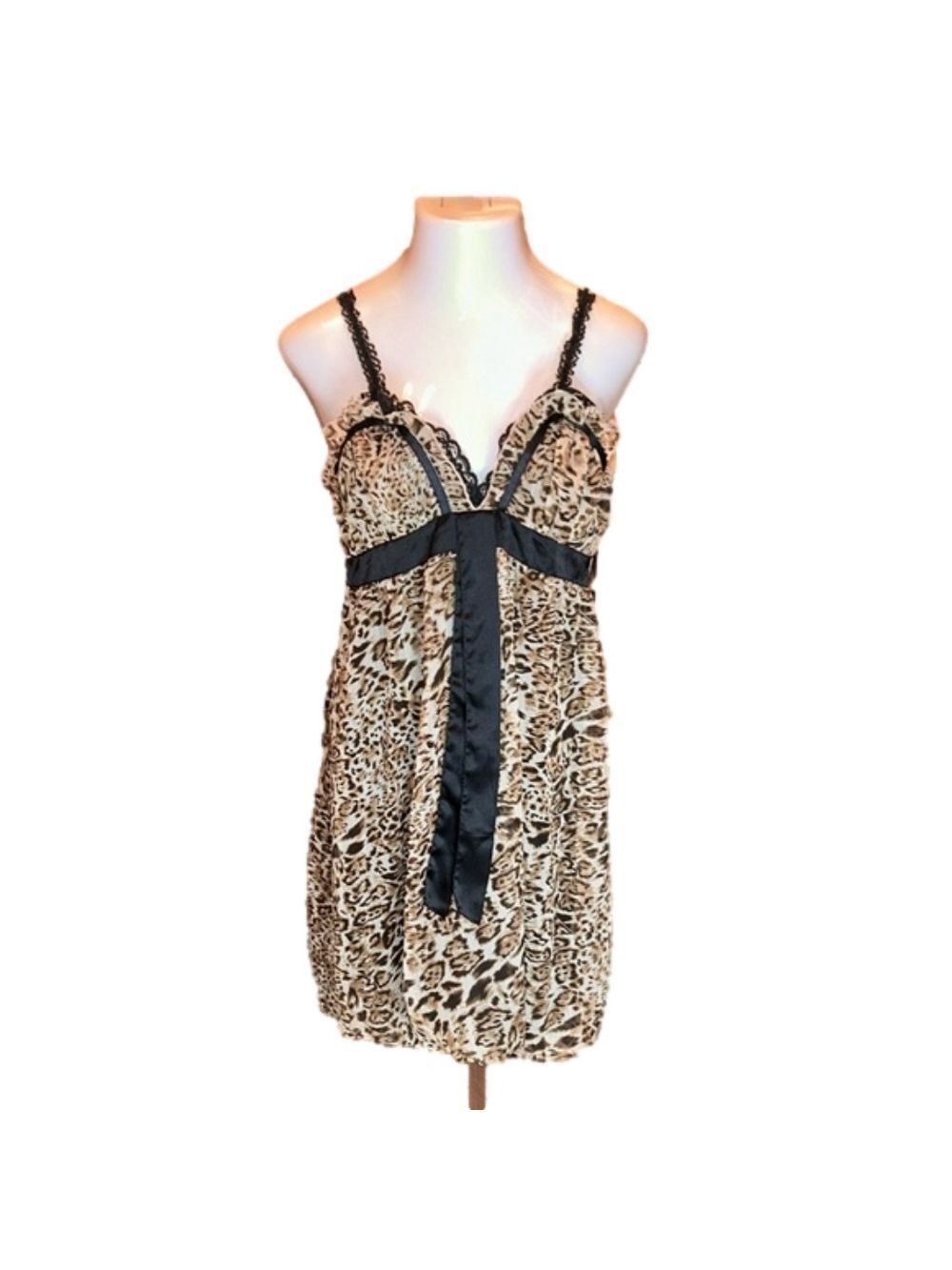 PASSPORT Leopard Print Lace Strap Dress Size Large. NWT!